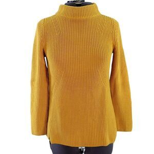 NWOT Talbots Yellow Mock Neck Rib Knit Sweater Sz MP